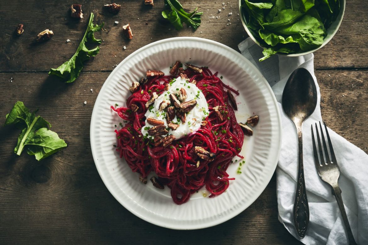 פסטה סלק וגבינת עיזים